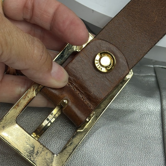 (H) Velez women\'s belt,Sz L, brownBohemian belt with floral print on the leather
